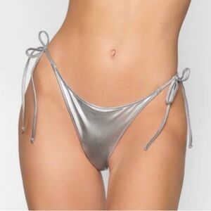 Skims Silver Tie-Side Bikini Bottom